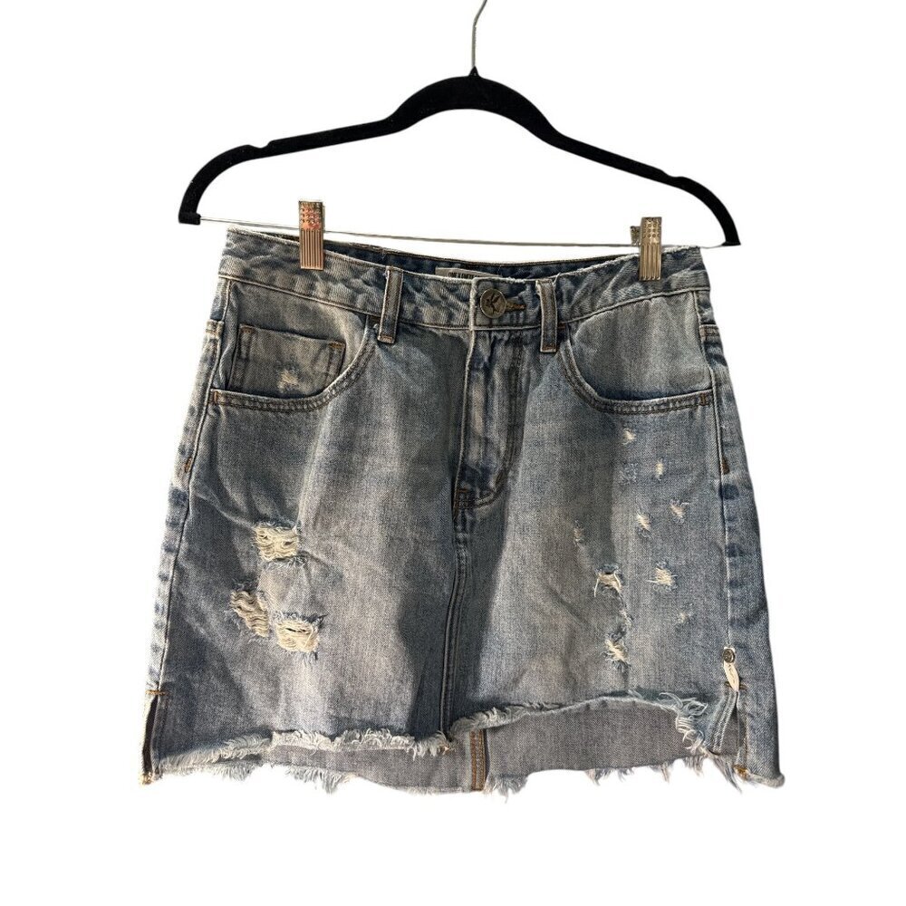 One X One teaspoon Distressed High Waist Mini Skirt Size 29, Pre-Owned Good Con